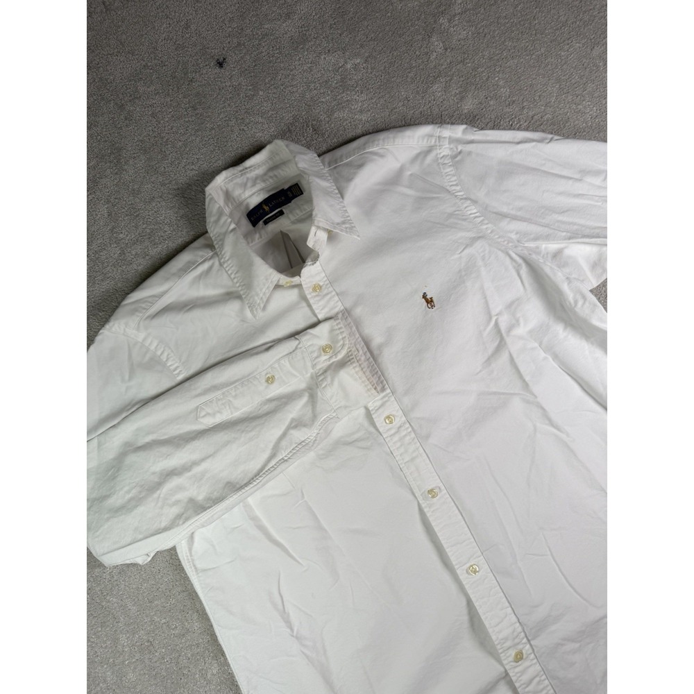 Polo Ralph Lauren White Oxford Button Down L/S Men's  XL Classic Fit Flesh Pony